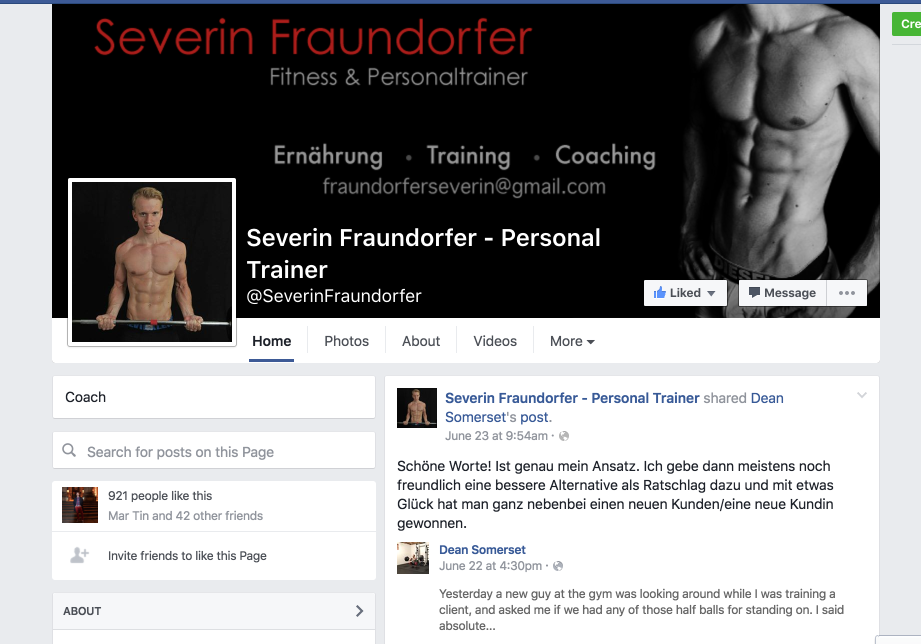 Die Facebook Seite von Severin Fraundorfer